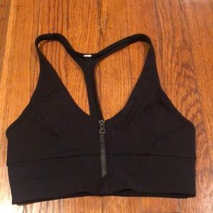 Black, zip-up lululemon sport bra